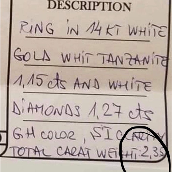 14k White Gold Tanzanite and Diamond Ring - Picture 6 of 6